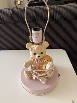 Pink Teddy Bear Nursery Lamp