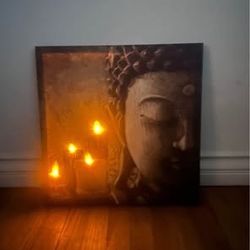 Free 🎁 with purchase. New Zen Buddha and Candles Lighted Canvas Print