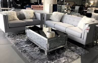 Tufted sofa and loveseat new modern acrylic legs