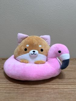 Kawaii Shiba Inu Flamingo Plush Cushion Pink Cute Animal Pillow Takashoji