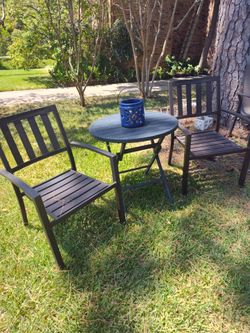 Beautiful iron PATIO bistro set MESA Y DOS SILLAS DE FIERRO PARA su PORCHE OR Jardin de Flores