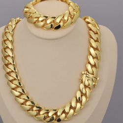 18k Gold Cuban chain + bracelet