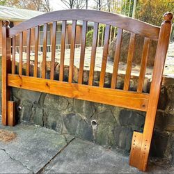 Varnished Cherry Wood Slat Headboard, Full/Queen Size