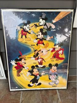 🐭 Vintage Framed Mickey Mouse Evolution Collector Print – Disney Wall Art – $50 OBO