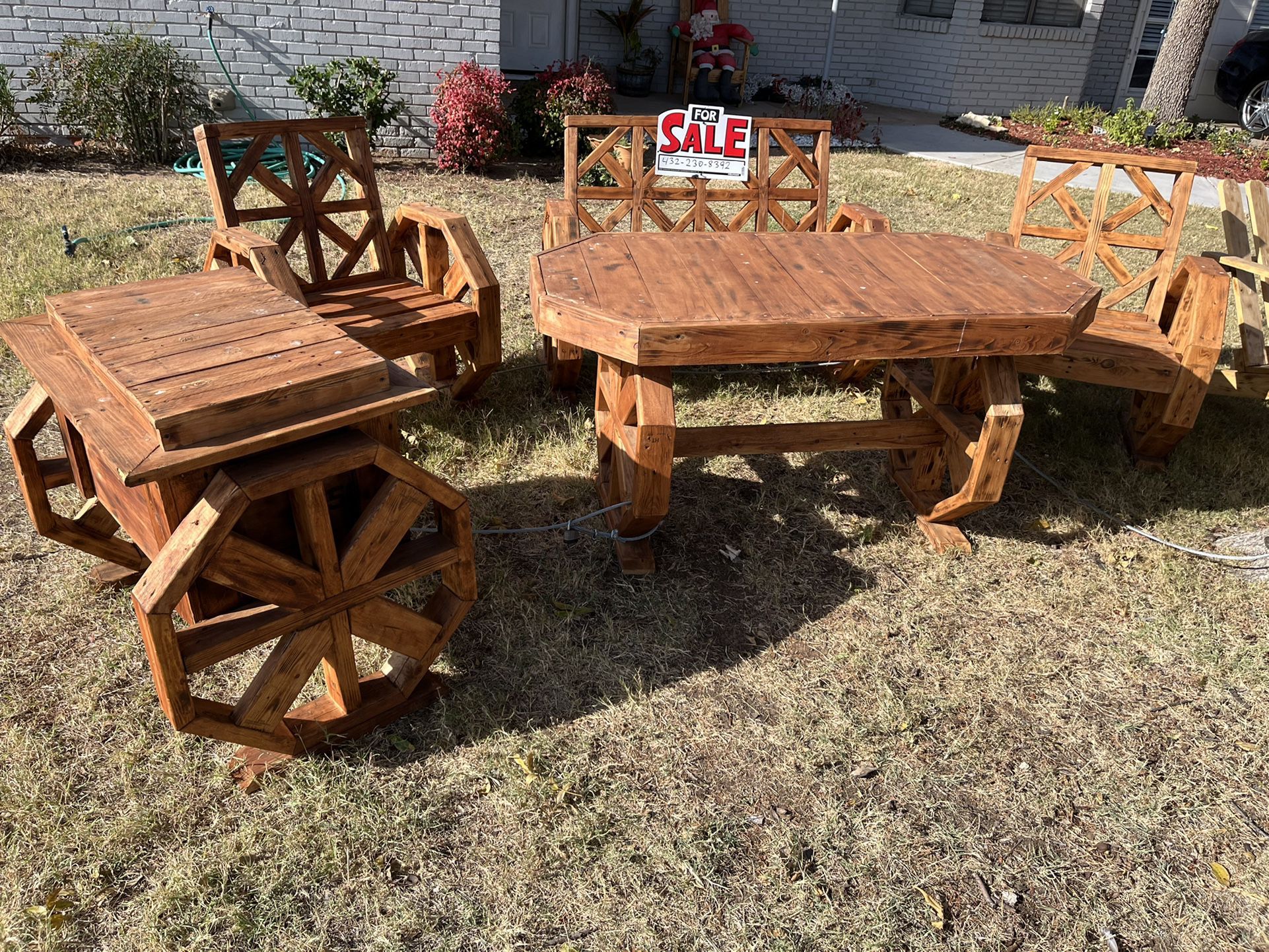 Wagon Wheel Patio Furniture 5 Piece Set