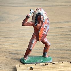 Vintage 1930's Barclay #754 Metal Toy Warrior Chief Tomahawk & Shield