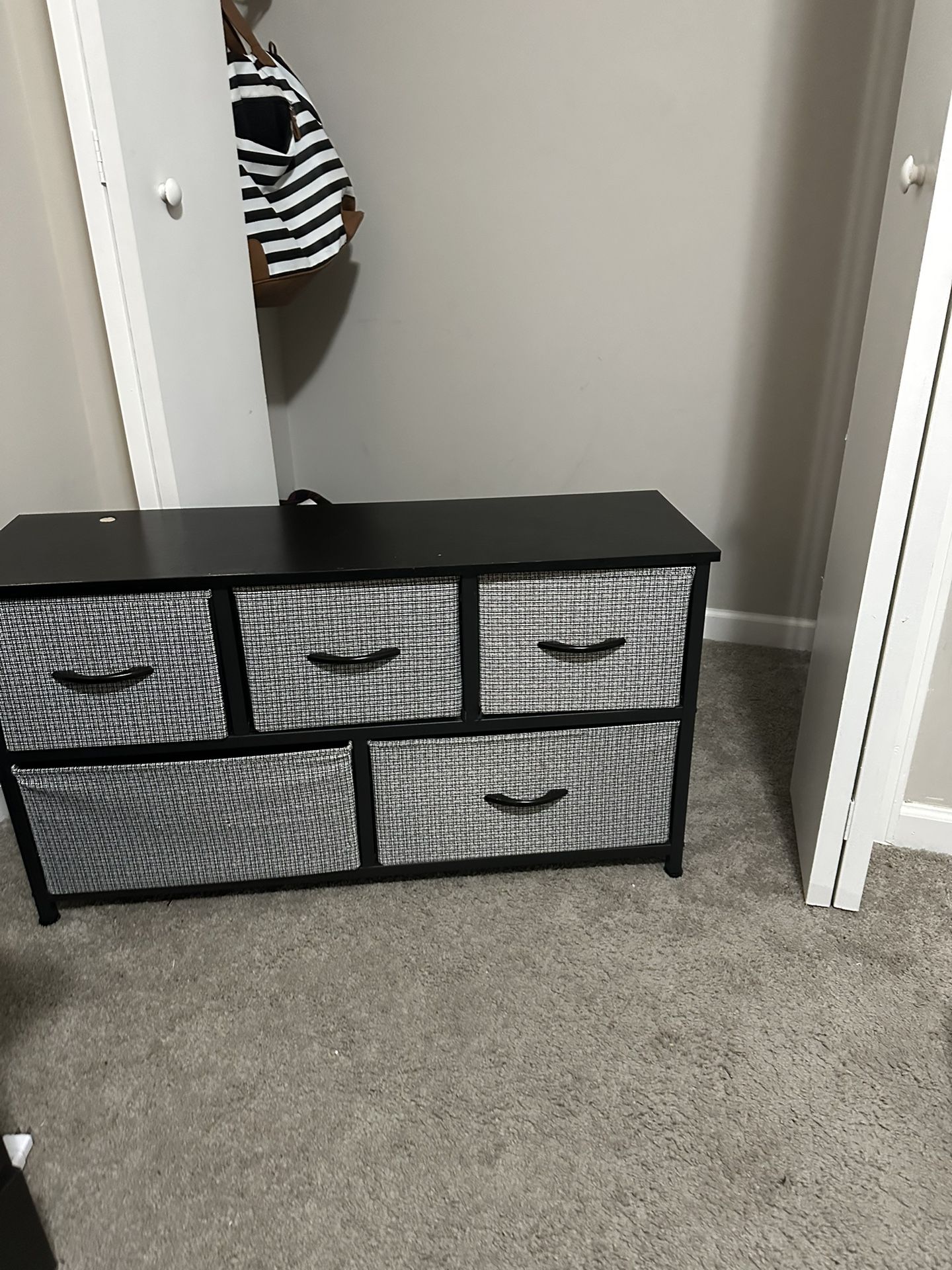 Concept Extra Wide Dresser Storage Tower,5 Drawers of Easy-Pull Fabric Bins,