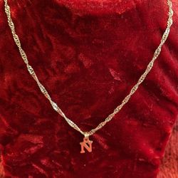 925 NEW SILVER Necklace With  N  Pendant 