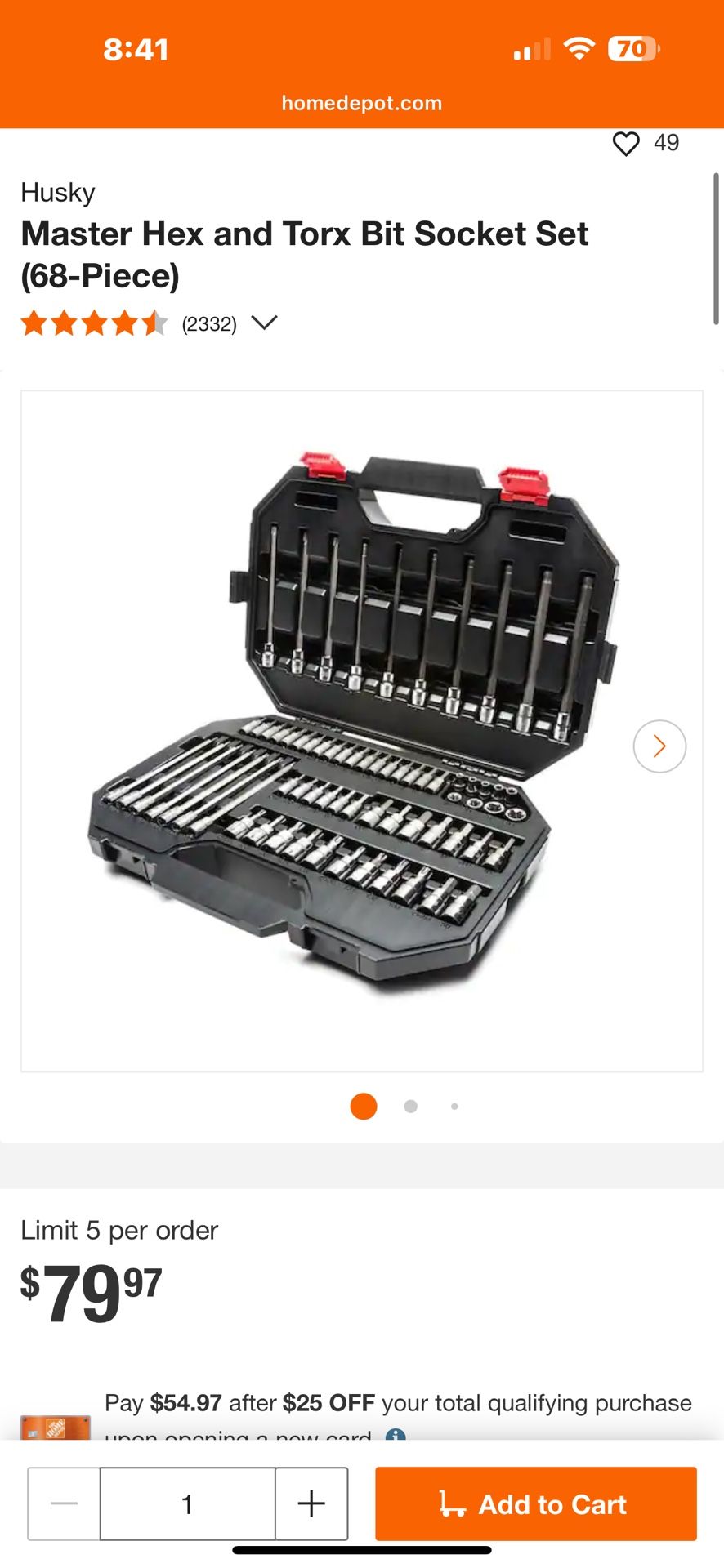 Husky Master Hex and Torx Bit Socket Set (68-Piece)