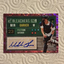 2019 Panini Donruss Mitch Garver Pink Fireworks Insert Autograph Baseball Card