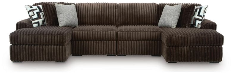 Midnight-Madness Chocolate 4-Piece Double Chaise Sectional