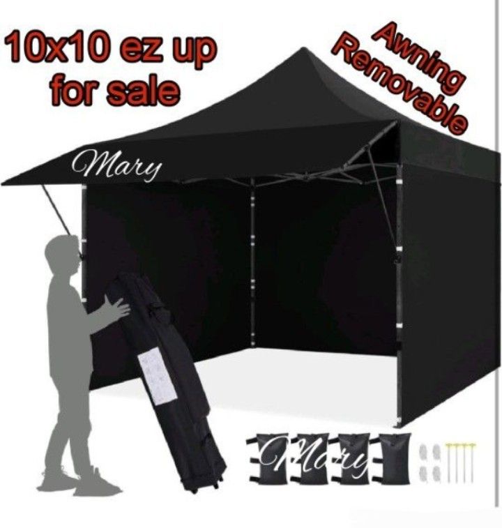 10×10ft Outdoor Pop-up Canopy Tent with Adjustable Awning, White10×10ft Outdoor Pop-up Canopy Tent with Adjustable Awning, White