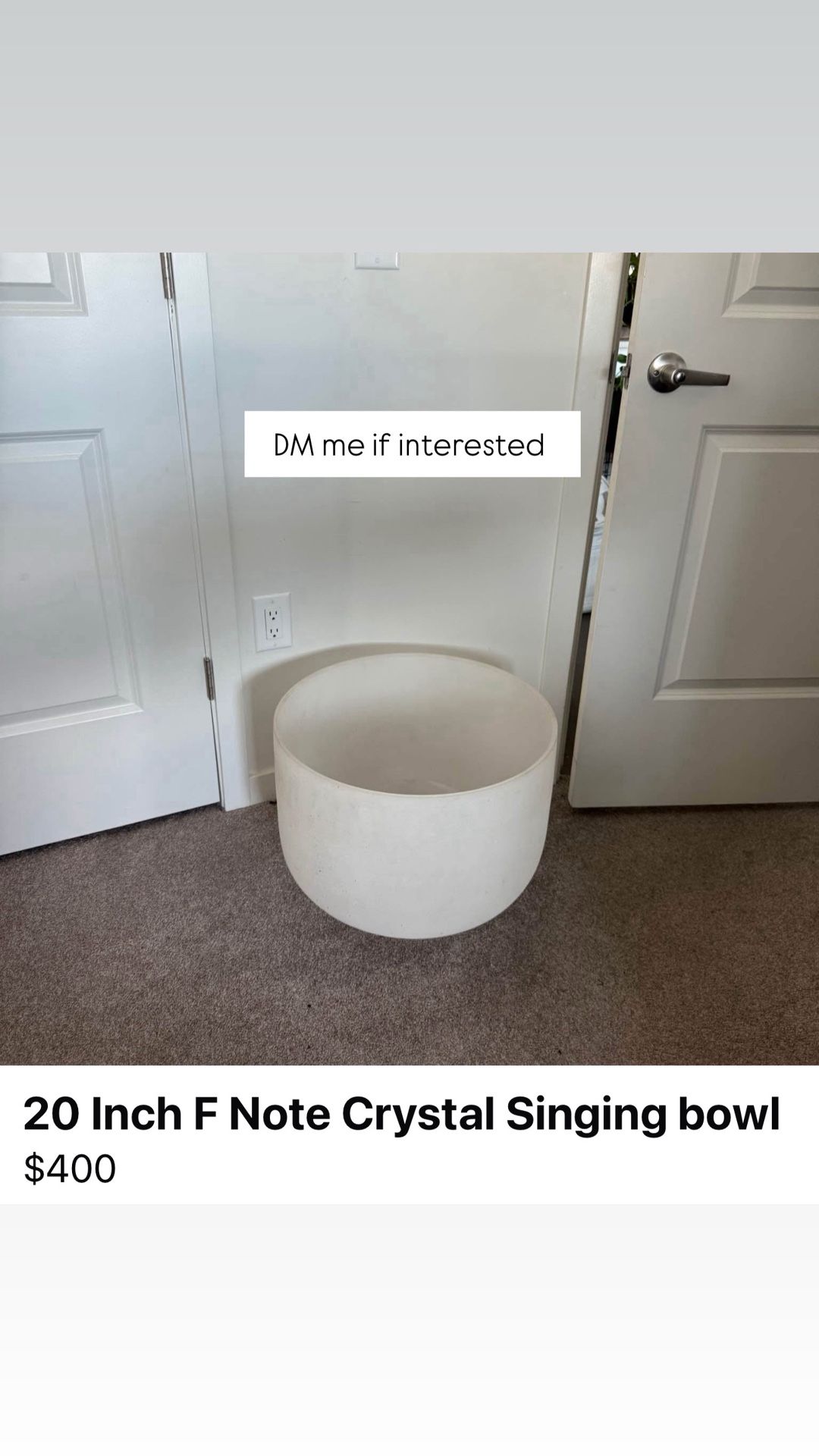 F Note 20 Inch Crystal Singing Bowl