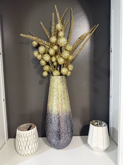 Luxury Decorative Floor Vase Set with Gold Arrangements set 2