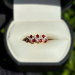 Jewelry 14k solid yellow gold diamonds ruby 1.00CTW ring size 4.50