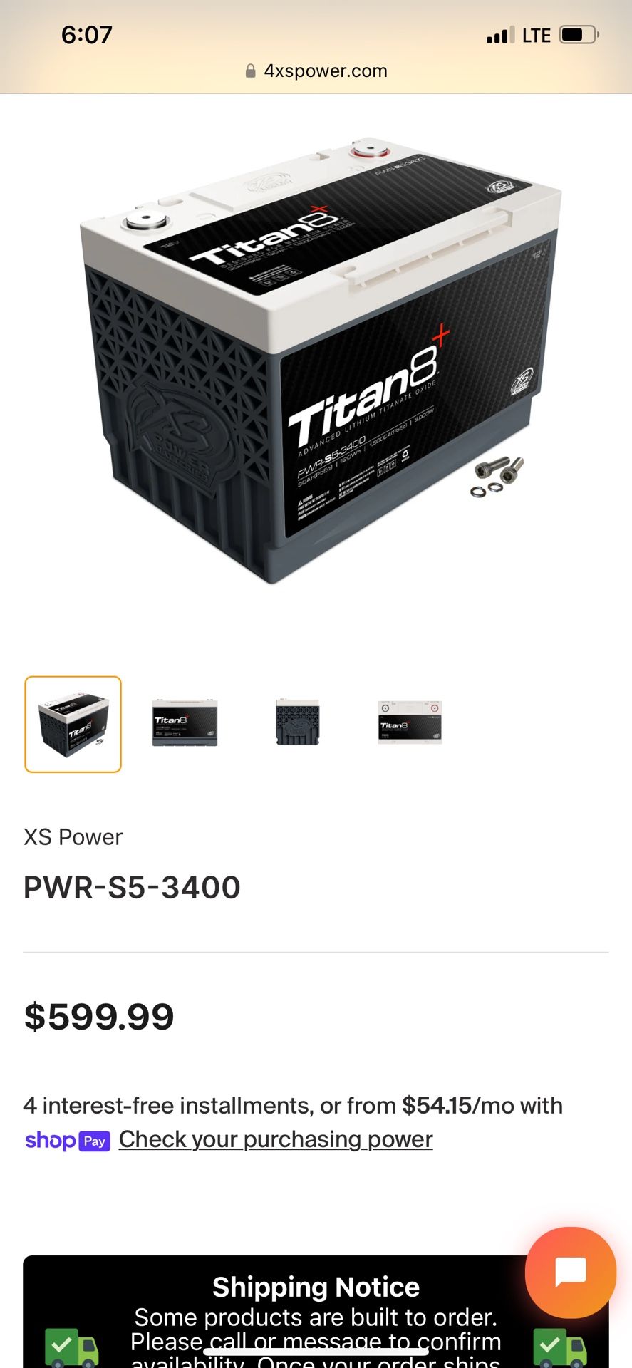 XS Power Titan Power-S5-3400 Lithium LTO Battery 