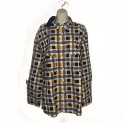 Large Men Button Up Shirt Yellow Black White Plaid Long Sleeve Collar Levi’s NWT