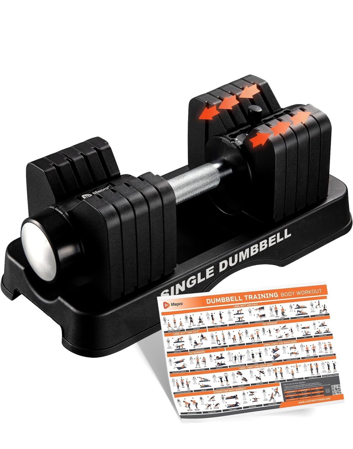 2 boxes /Lifepro Adjustable Dumbbells Set/Single - 15lb 43lb 55lb 25 lb Dumbbell Sets with Rack - Quick Adjust, Secure Grip weights dumbbells set - Co