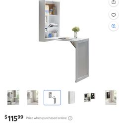 White Wall-Mounted Fold-Out Desk