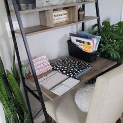New Space Saving Ladder Storage Desk, Reclaimed Barnwood