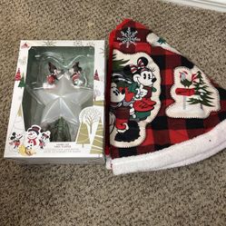 Mickey And Minnie Tree Skirt, And Tree Topper