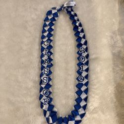 Royal Blue and White Graduation Lei
