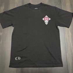 ✅ Black Chrome Hearts Horseshoe Cross Tee (Pink Accent)