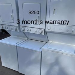 stackable washer and dryer 3 months warranty Different sizes 24" and 27" Delivery available