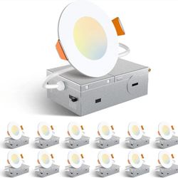 Amico 12 Pack 3 Inch 5CCT Ultra-Thin LED Recessed Ceiling Light 
