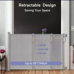 Momcozy 33" X 55". Retractable Gray-Baby Safety Gates, Dog Gate, Pet Gate, for Stairs, Doorways, Hallways