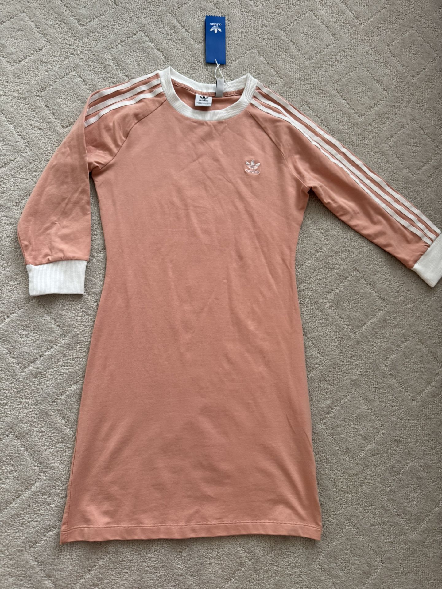 Adidas Original/ Women/Dust Pink Dress With White Stripes/