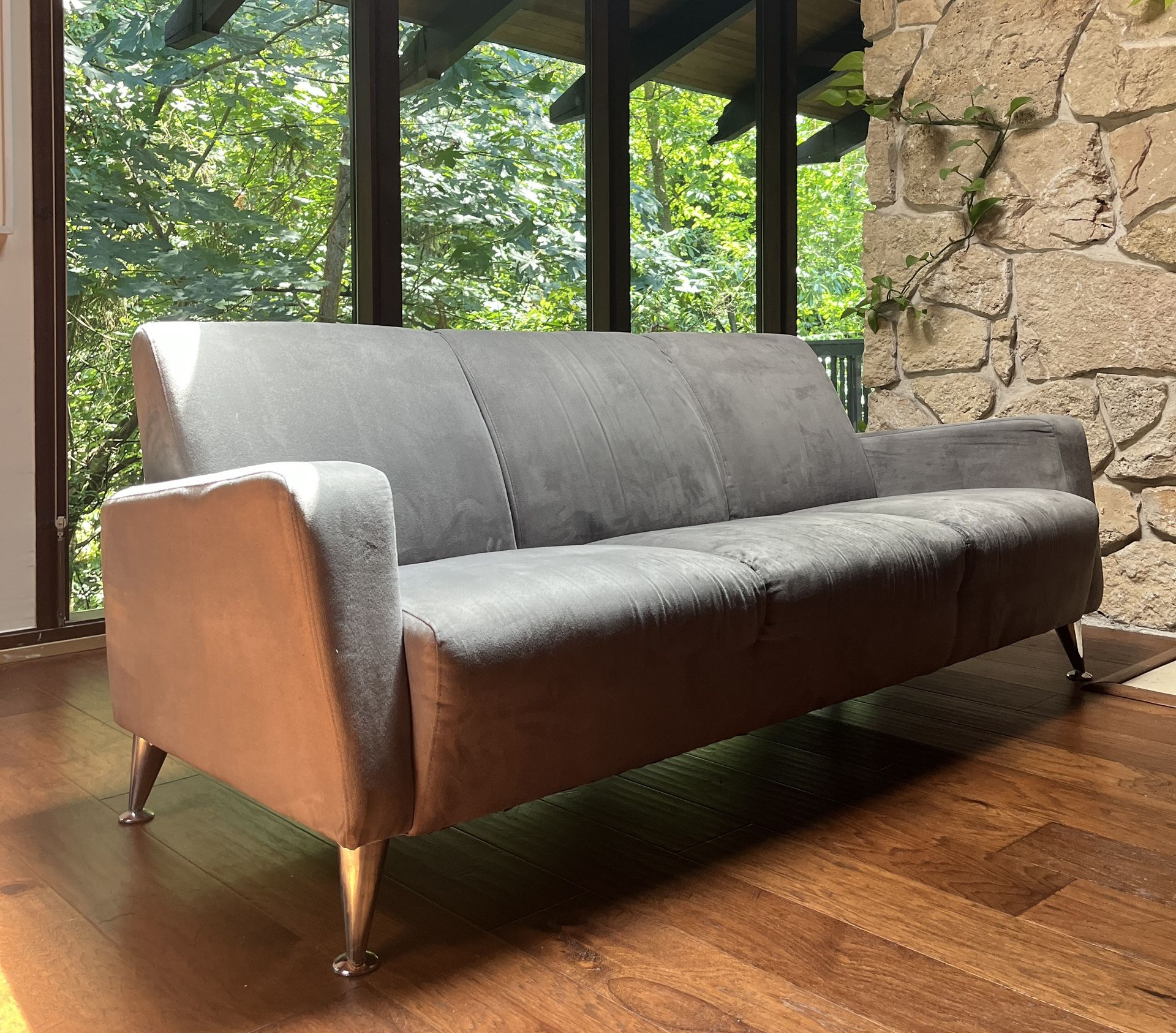 Blue Suede Sofa