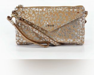 Lodis metallic silver leather crossbody