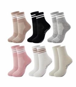Dioxay Women's Pilates Grip Socks - 6 Pair Set