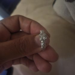 1940s ENGAGEMENT RING 14K WHITE GOLD NATURAL DIAMOMDS 