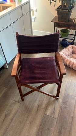Wooden Director's Chair with Burgundy Fabric Felt Like