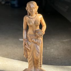 Hand carved Tahitian teak woman