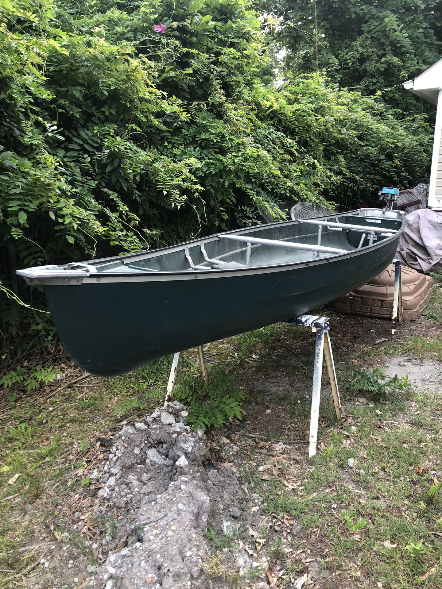 Scanoe With 1.5 H.P. Motor And Canoe Dolly