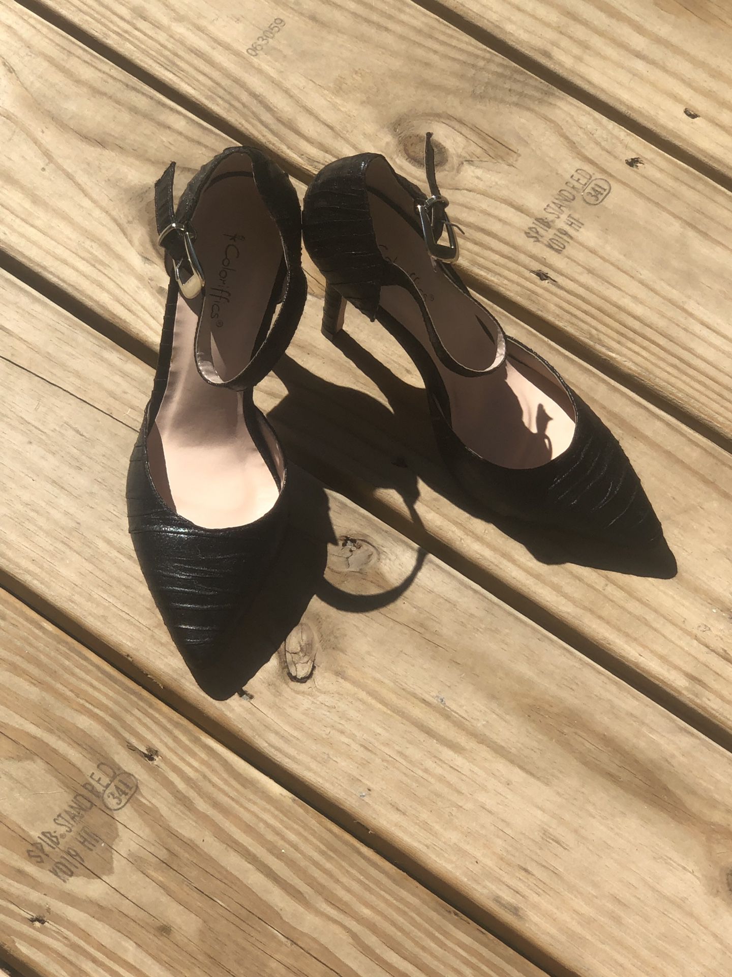 Black quilted heels