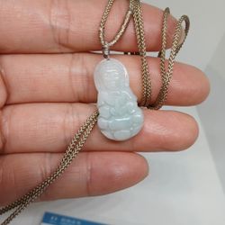 Certified Genuine Jade Jadeist Burma Guanyin Pdnt Rope Necklace 