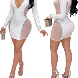 White Rhinestone Dress 