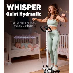 Mini Stair Stepper for Exercise at Home with Adjustable Handlebar & Resistance Bands,Quiet Compact Stair Stepper Machine,LCD Monitor,Portable Indoor L