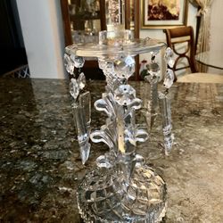Vintage Crystal Candlestick Holder, 1& 1/3 Carat Diamond Ring