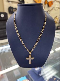 10k - 19 in Figaro chain - 1 in Cross Pendant w/11 Diamonds - $1220