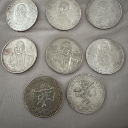 9 México Silver Coins .720