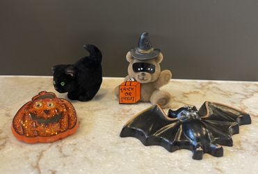 Vintage Hallmark Halloween Miniatures, Lapel Pin, Magnet - Lot of 4 from 1980s