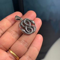Handmade 925 Sterling Silver Snake Pendant | 8g Double Serpent Design 