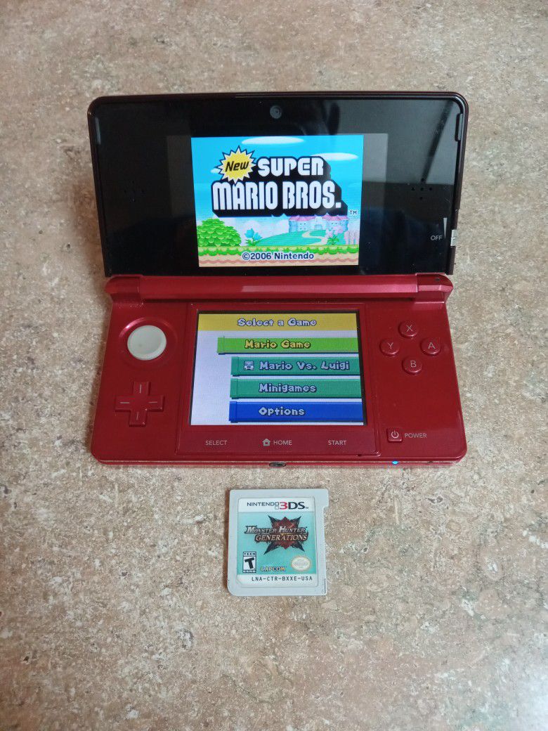 Nintendo 3ds Fire Red With 2 Games 