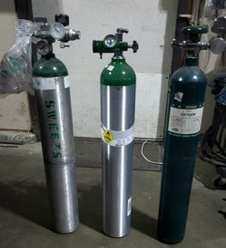 Cylinders. Oxygen. With Gages. 2 Feet high. All Three $100
