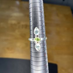 3 Long Sterling Silver 3 stone rings, two different sizes. Can Separate 